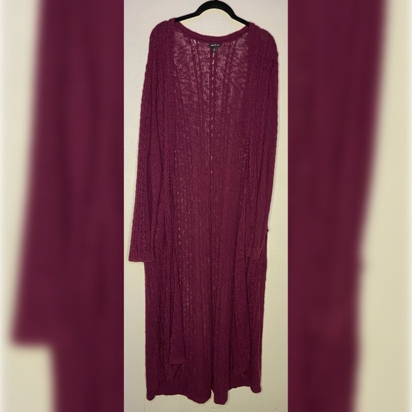 TORRID PURPLE CABLE KNIT DUSTER SWEATER - Picture 4 of 5